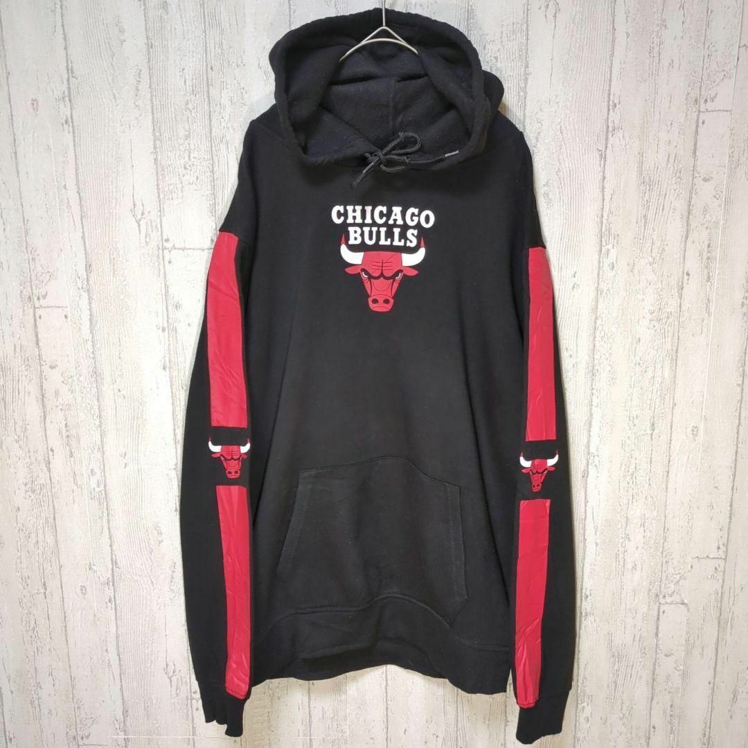 NBA BULLS シカゴブルズ パーカー スウェット 袖プリント ブラック #h1157拍卖