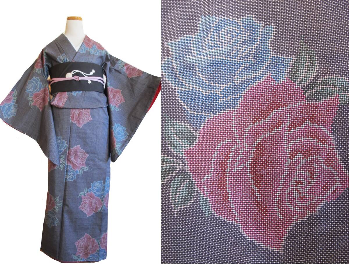 薔薇の大島紬 大輪 ロマンティック拍卖