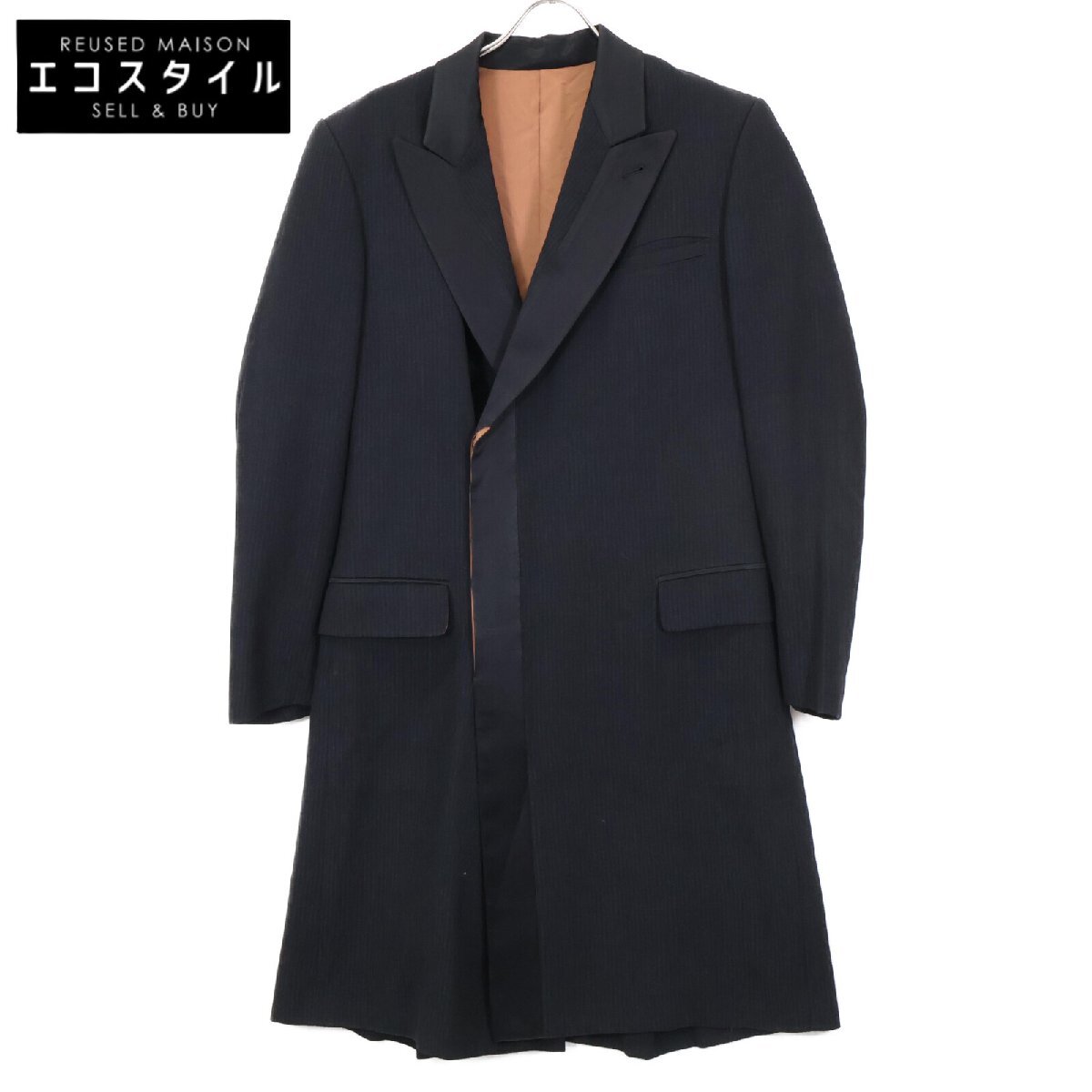 Jean Paul Gaultier ジャンポールゴルチエ ストライプ チェスター コート 48 ブラック メンズ拍卖