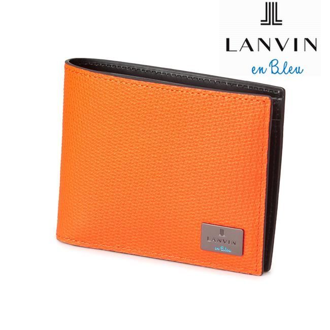 ★新品 定価16,500円 LANVIN en Bleu ( ランバンオンブルー) 二つ折り財布 牛革 レザー ウォレット オレンジ★拍卖