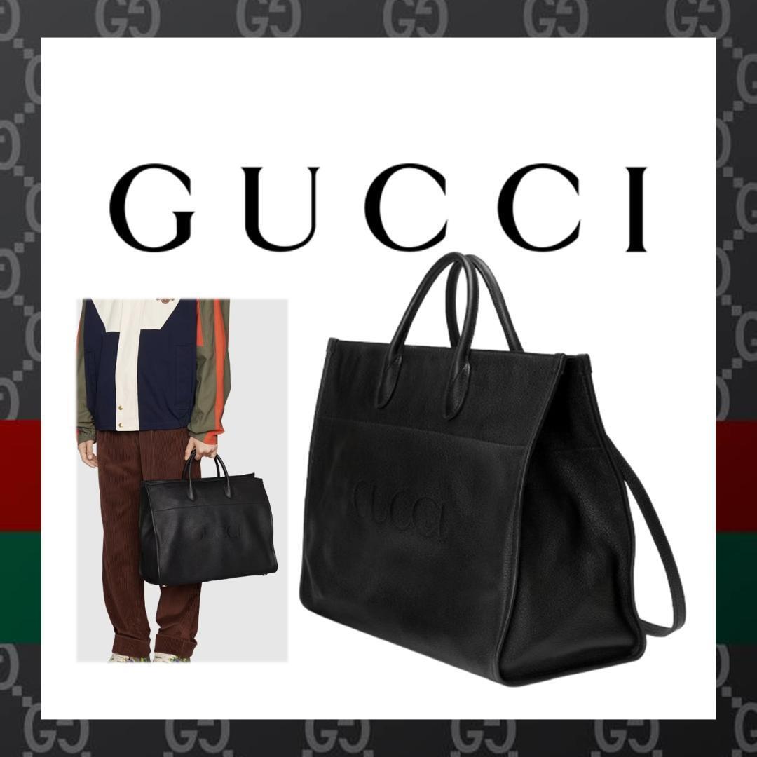 ○★新品 未使用 GUCCI グッチ ロゴ ラージ トートバッグ ブラック(グッチ)○●拍卖