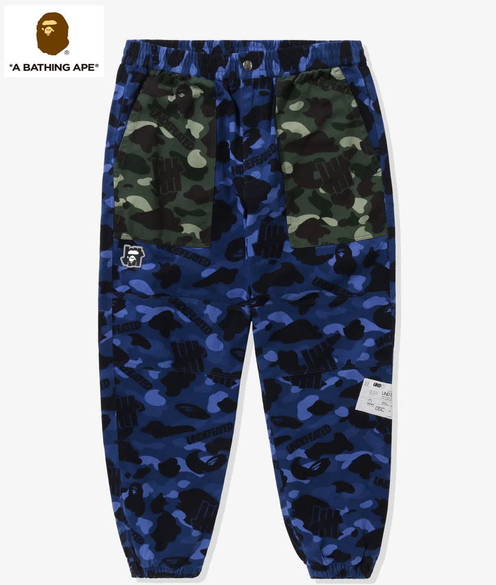 ○★新品未使用 A BATHING APE×UNDEFEATED フランネルパンツ M カモフラ ブルー系★○拍卖