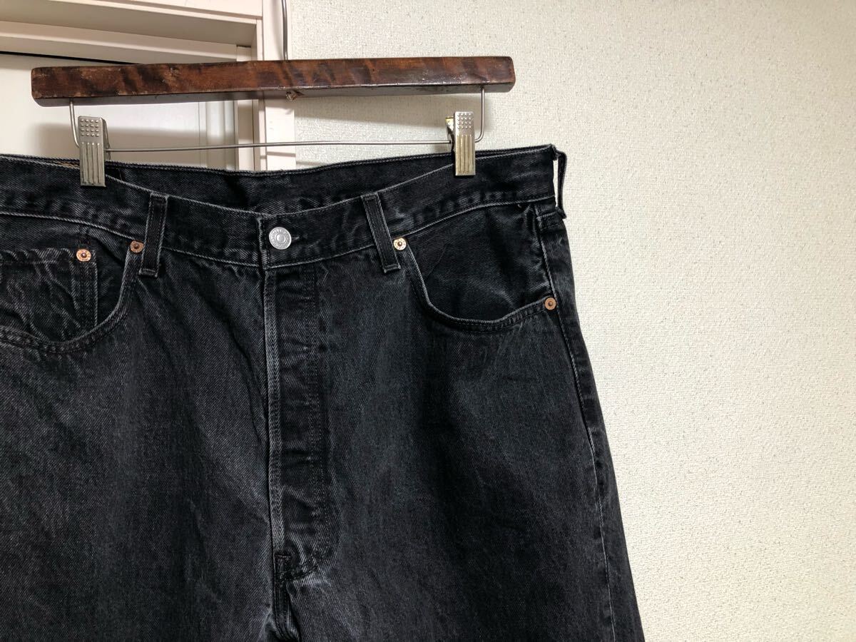 98年2月90sヴィンテージMADE IN USAアメリカ製リーバイス501-0660後染めブラックデニムパンツボタン裏653工場旧16工場W38実測W94cmL76cm拍卖