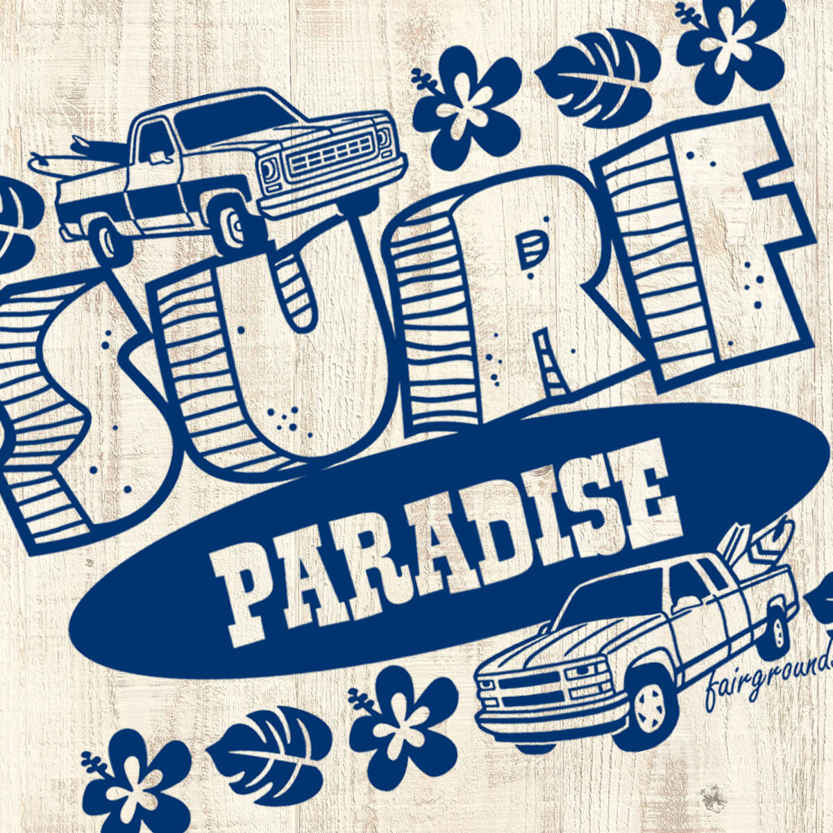 ■SURF PARADISE Tシャツ■Lサイズ(ホワイトxブルー)アメリカ アメ車 サーフィン シボレー ハワイ CHEVROLET HAWAII CHEVY拍卖