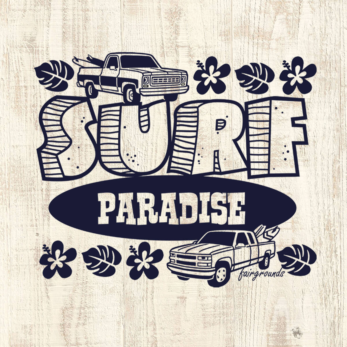 ■ SURF PARADISE Tシャツ■Sサイズ(ホワイトxネイビー)アメリカ アメ車 サーフィン シボレー ハワイ CHEVROLET HAWAII CHEVY拍卖