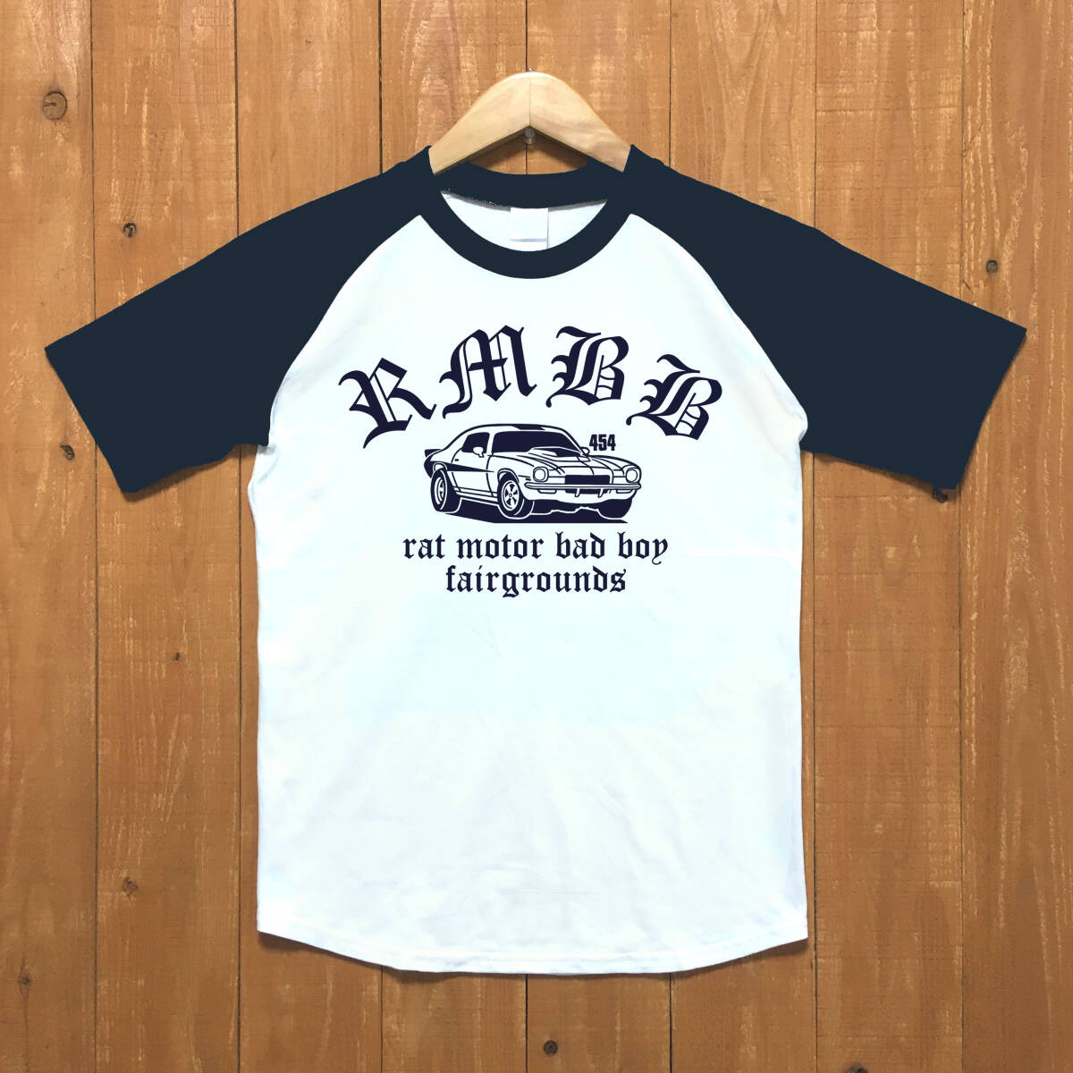 ■RMBB 454 ラグランTシャツ■Mサイズ(ネイビー袖xネイビー) アメリカ アメ車 シボレー カマロ CHEVROLET CHEVY CAMARO拍卖