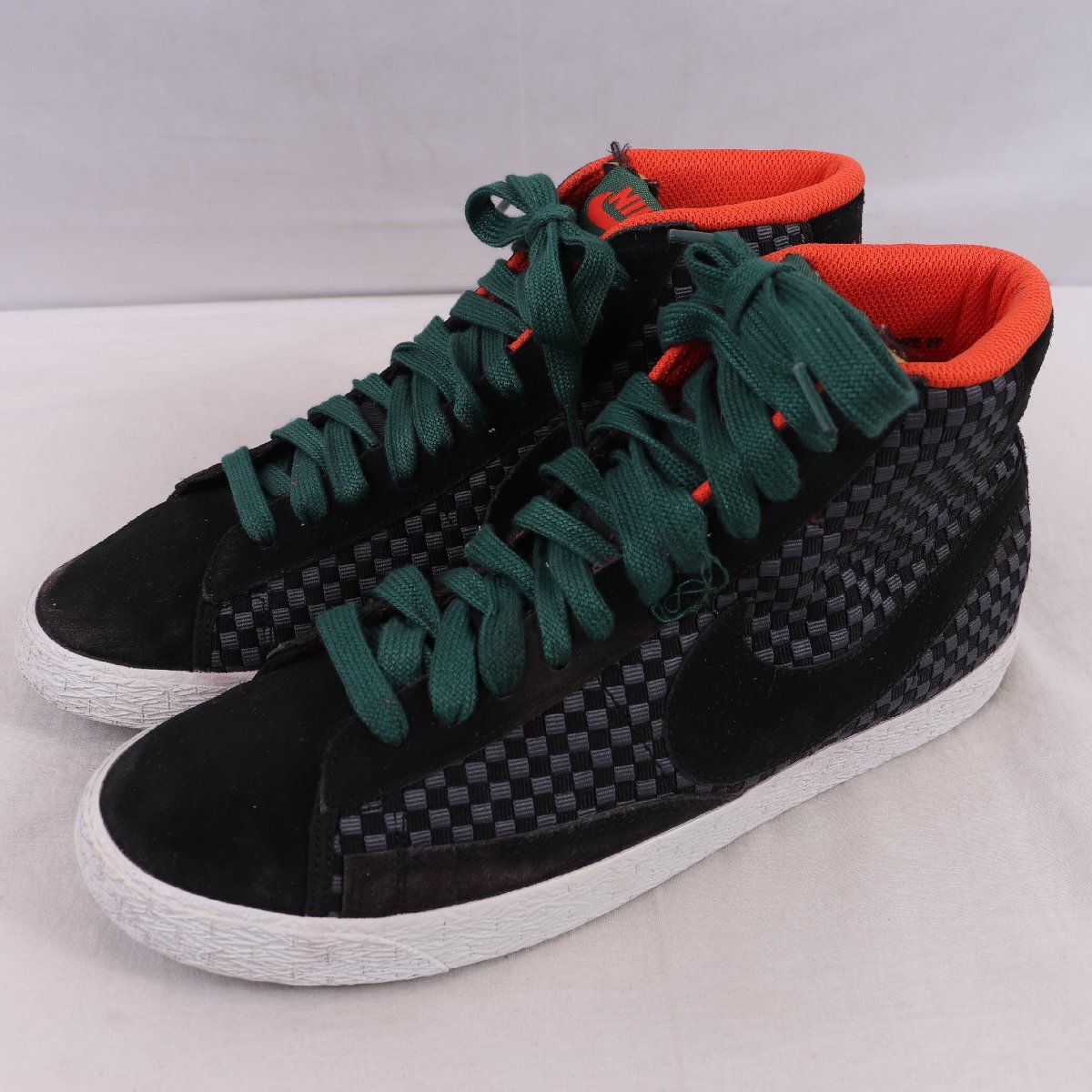 BLAZER MID Woven 27.5cm/NIKE ブレザーミッドウーブン ナイキ 古着 中古 黒 ブラック 緑 オレンジ メンズ スニーカー xx8867拍卖