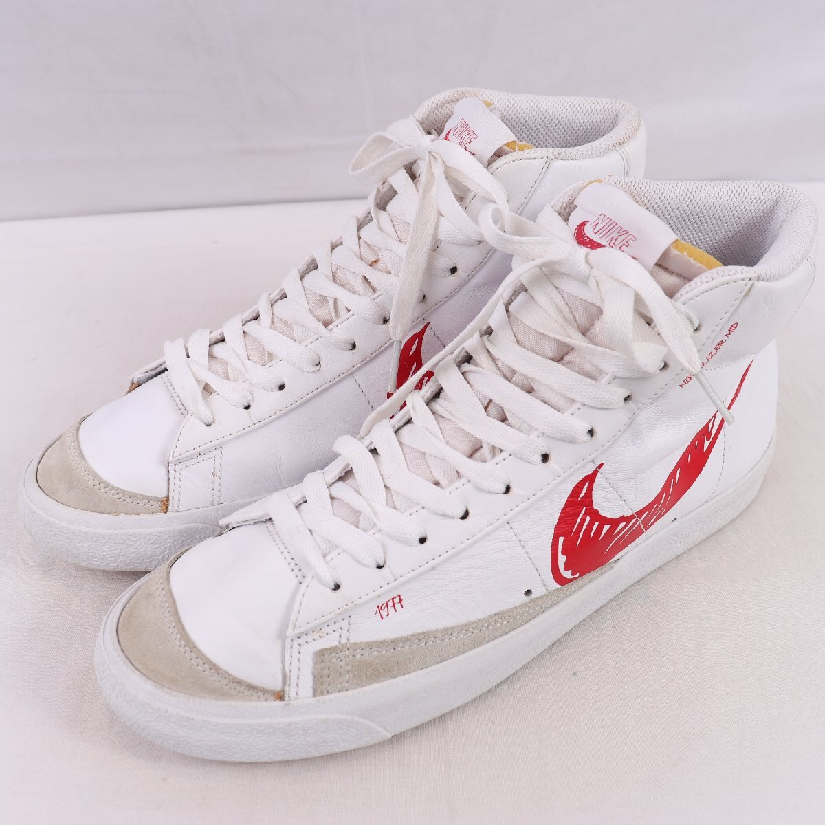 BLAZER MID 77 VNTG 27.5cm /NIKE ブレーザー ミッド 77 ビンテージ ナイキ 古着 中古 白 ホワイト 赤 グレー メンズ スニーカー xx8871拍卖