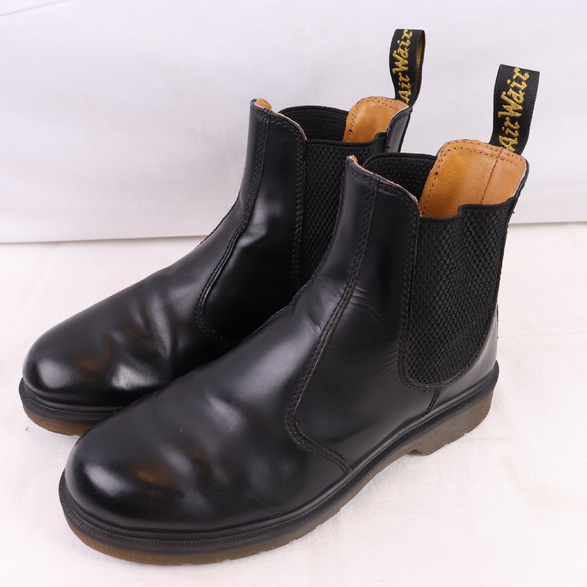 ドクターマーチン UK6/24.5cm~25.0cm/チェルシーブーツ 黒 ブラック 2976 サイドゴア レザー メンズ レディース drmartens 中古 dh4253拍卖