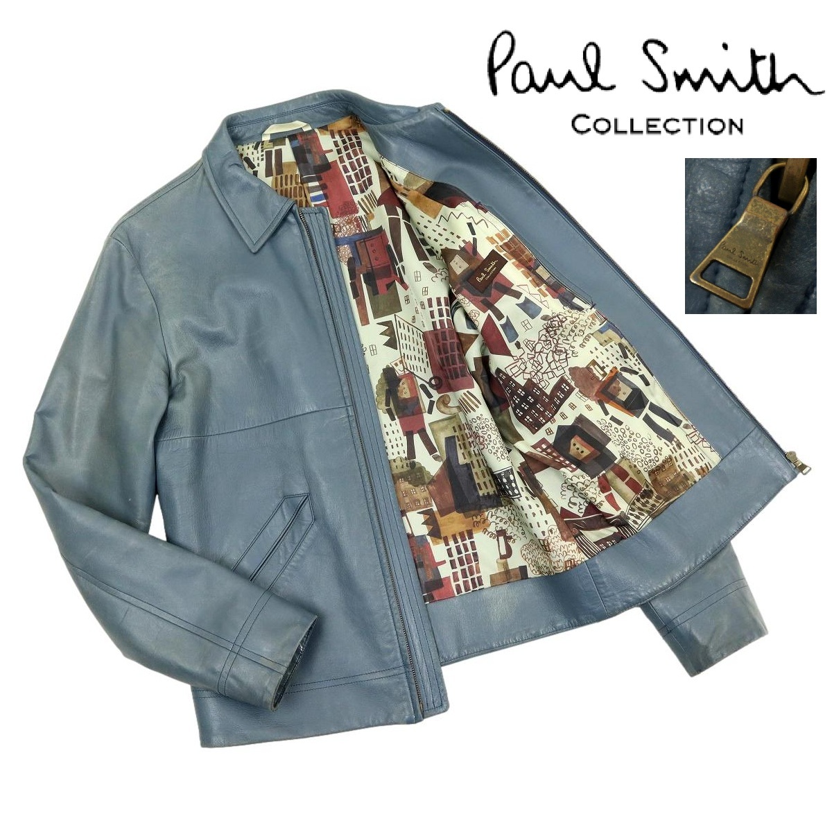 【S3308】【定価110,000円】Paul Smith COLLECTION ポールスミスコレクション LEATHER BLOUSON レザージャケット 羊革 244212 拍卖