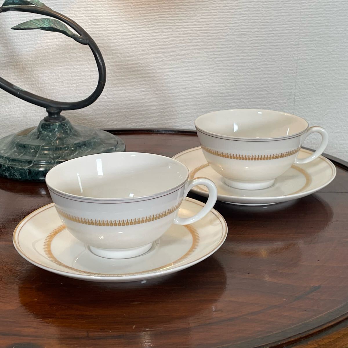 Noritake アイボリーチャイナ カップ & ソーサー 2客セット ノリタケ Ivory China ティーカップ ミッドセンチュリー レトロ ビンテージ拍卖