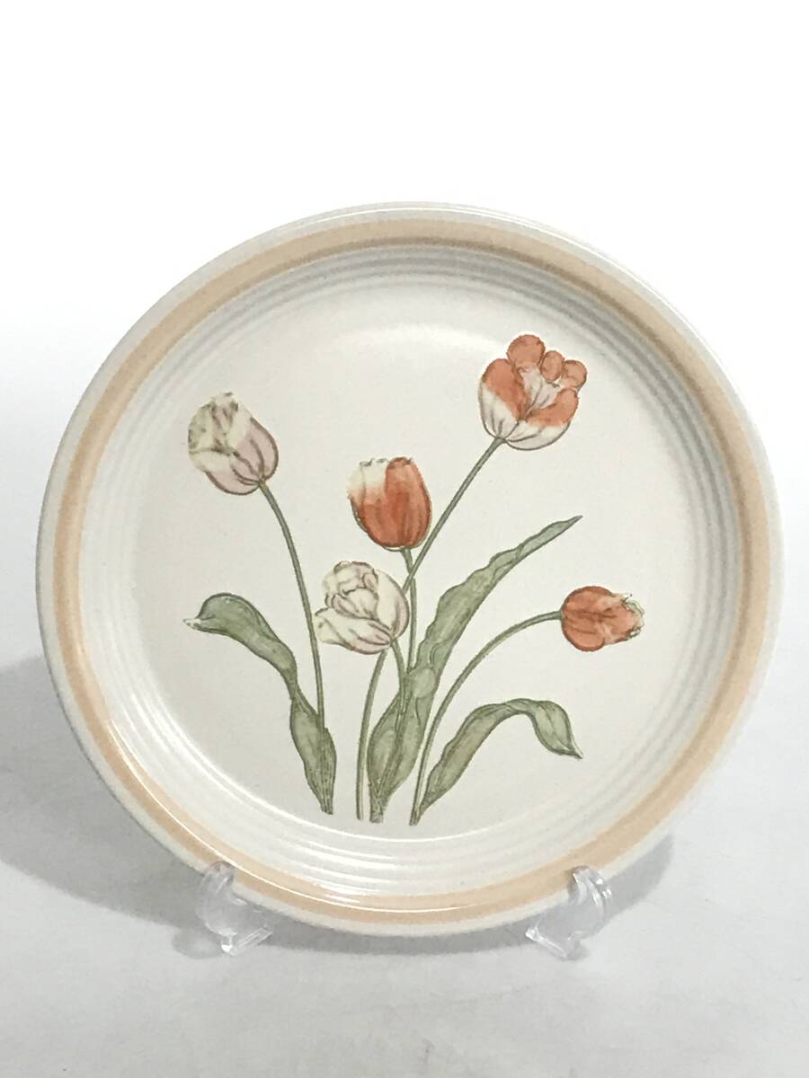 HG7804 BAKER,HART&STUART 丸皿 ERIN チューリップ柄 直径約27cm ストーンウェア プレート チョップレート拍卖