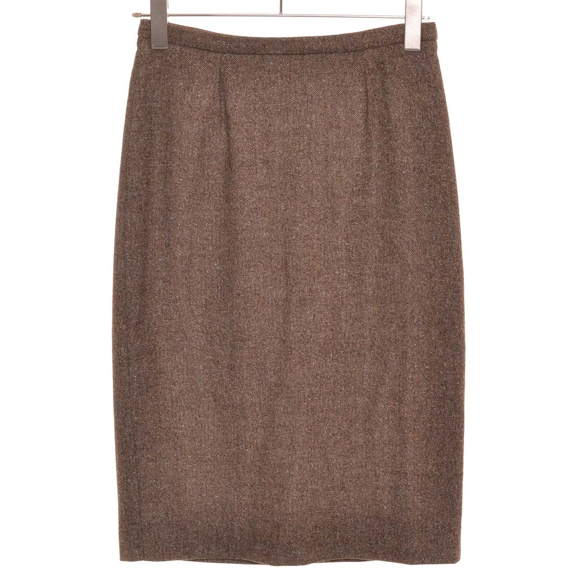 □502641 MaxMara マックスマーラ ○スカート 起毛ウールヘリボーンタイトスカート サイズI 38 レディース ブラウン拍卖