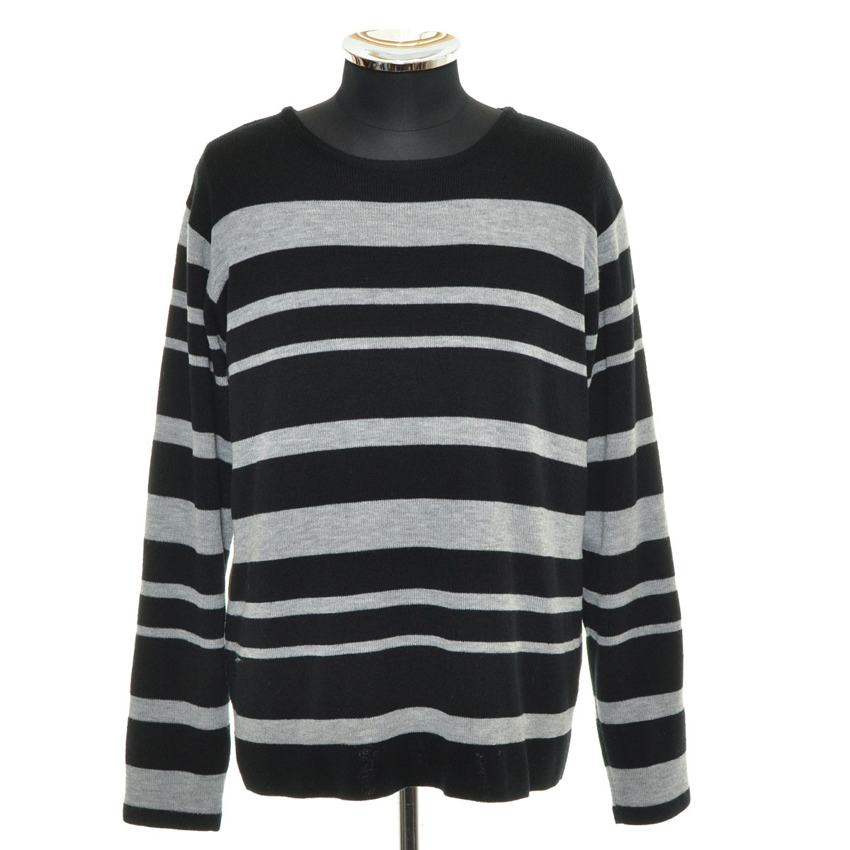 〇540072 nano universe ナノユニバース ○ニットセーター サイズM メンズ ブラック ボーダー拍卖