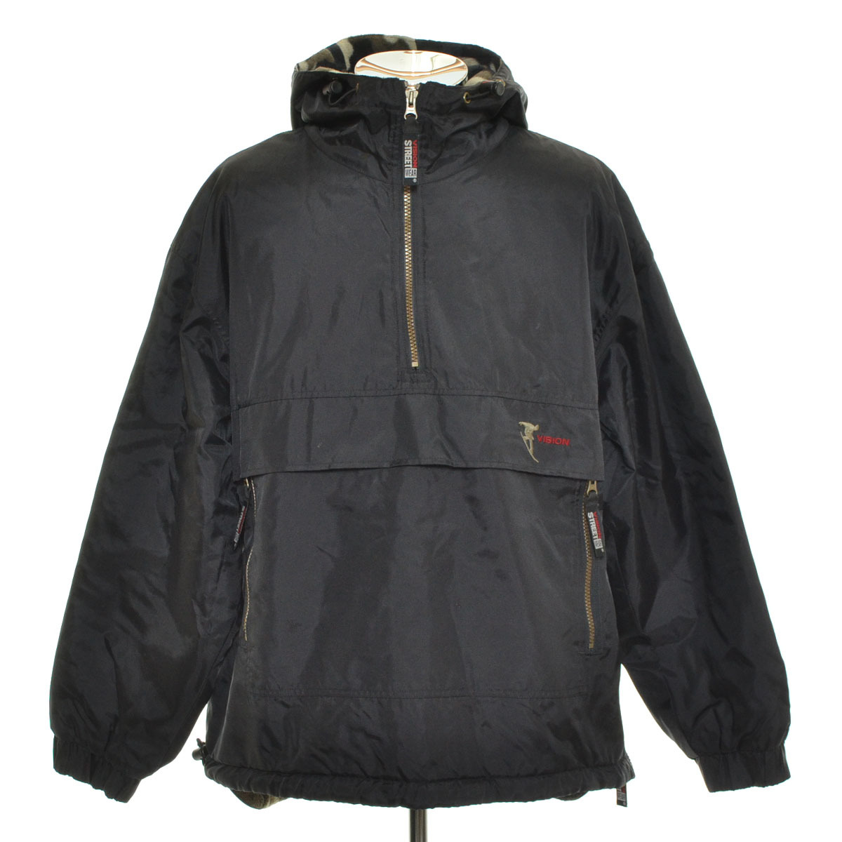 〇543402 VISION STREET WEAR ヴィジョンストリートウェア ◯アノラックパーカー ジャケット ミリタリー サイズM メンズ ブラック拍卖