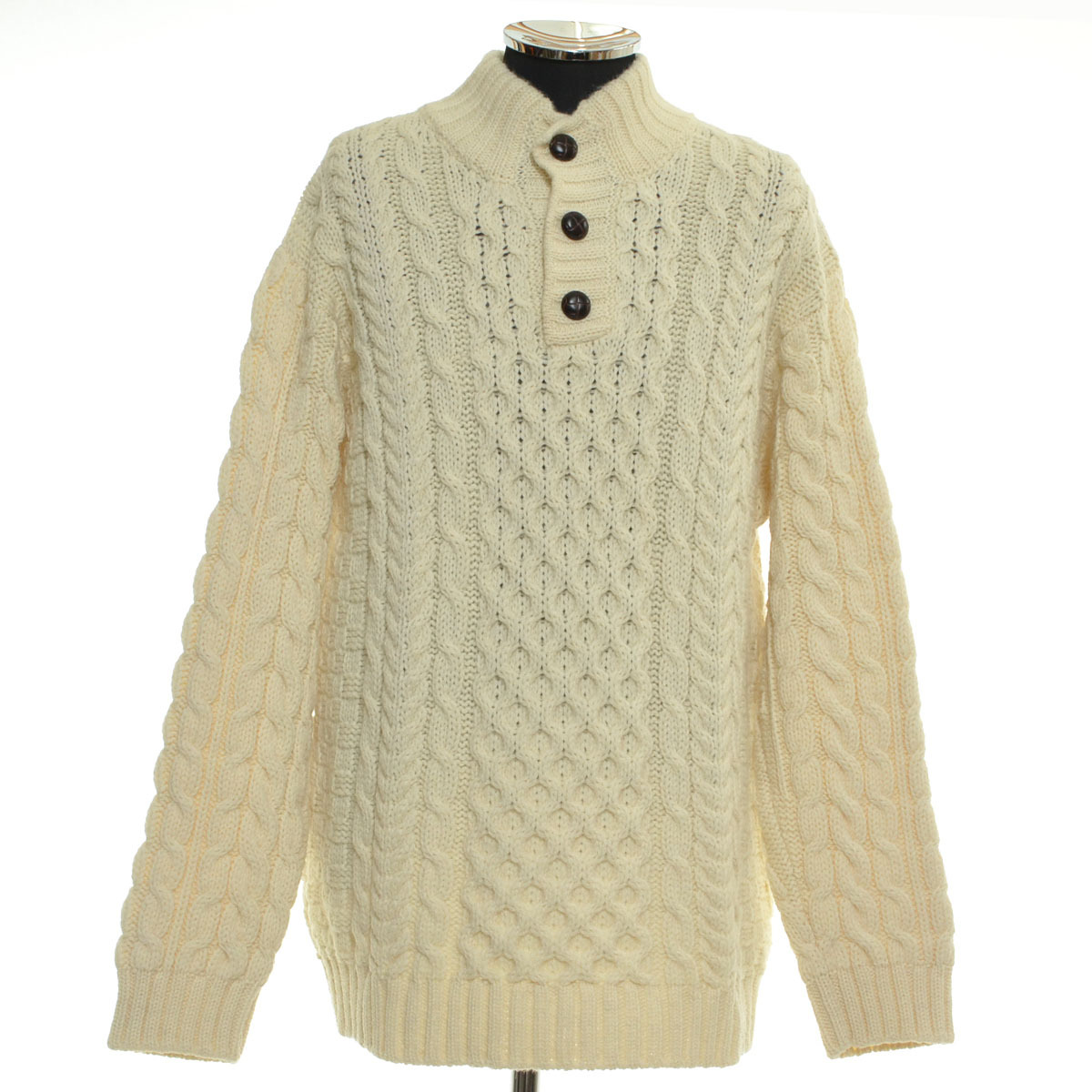 ●542793 L.L.Bean エルエルビーン ●ニットセーター フィッシャーマンセーター 264682 サイズL-REG ウール100% メンズ クリームホワイト拍卖