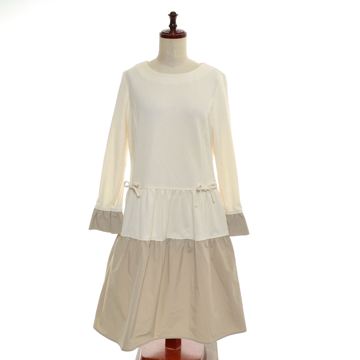 ■541239 Eclatant エクラタン ●ミディワンピース 2colorフリルワンピース EC223017 サイズ2 レディース カスタード拍卖