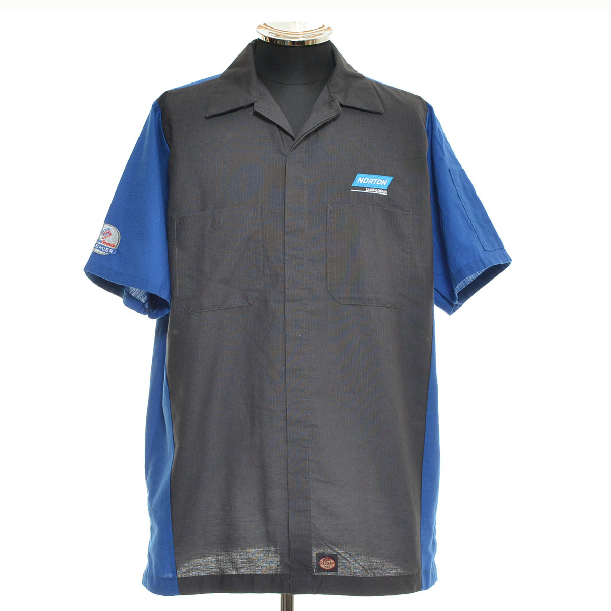 ●543887 RED KAP レッドキャップ ●ワークシャツ 半袖 サイズM メンズ ブルー グレー拍卖