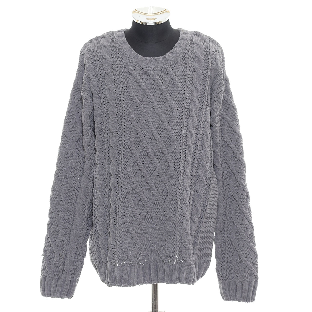 ●545179 AZUL by moussy アズール マウジー ●セーター ニット 22AW CHENILLE CABLE KNIT 251FAB70-071I サイズM メンズ グレー拍卖
