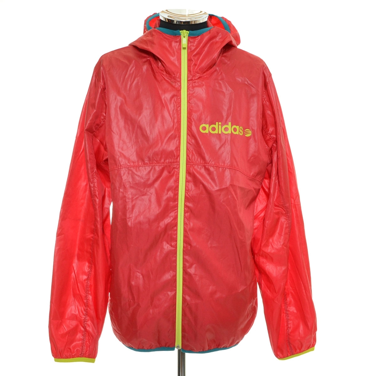〇544319 adidas アディダス ◯ナイロンジャケット ウインドブレーカー サイズO メンズ レッド拍卖