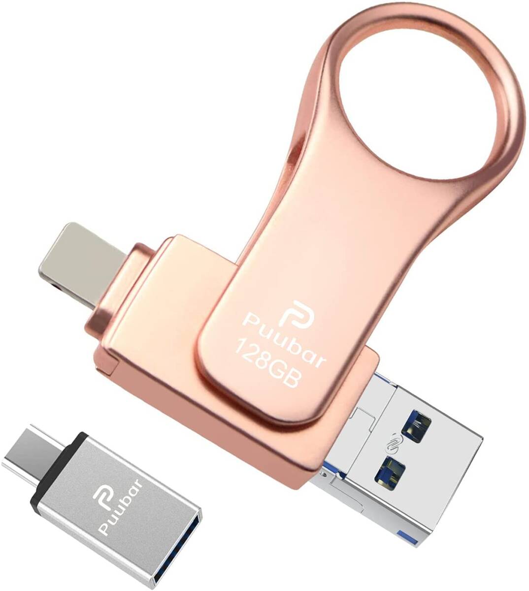 128GB iPhone USBメモリ 4in1フラッシュドライブ PC/Andrd/IOS対応拍卖