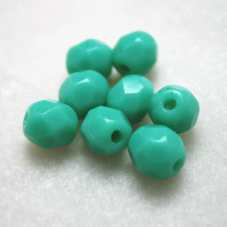 ★チェコ ファイヤーポリッシュ★4mm 50個★グリーンターコイズオパーク★ファイアーポリッシュ FP拍卖