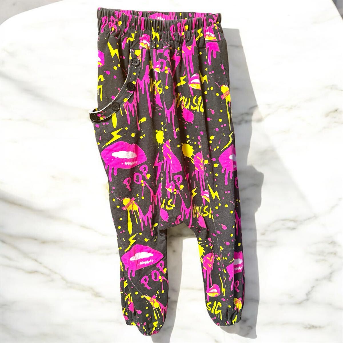 ネオンピンクリップマークサルエルパンツ♪拍卖