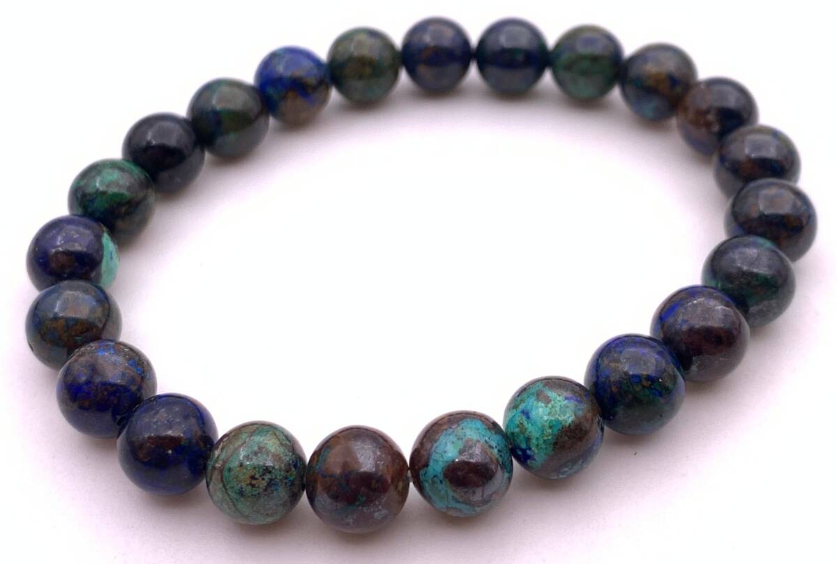天然石アズライトAA 8mm玉のブレスレット-03拍卖