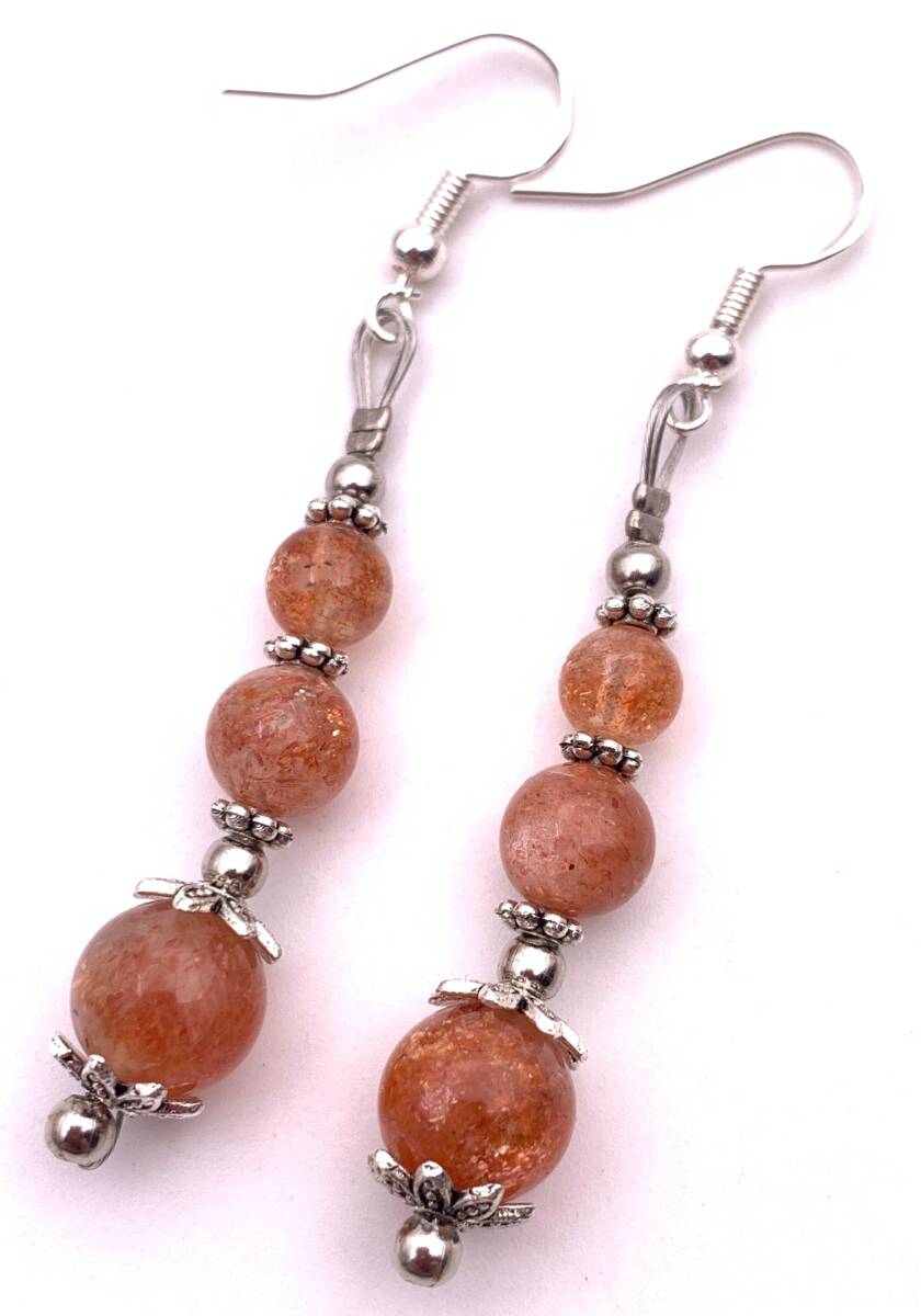 天然石サンストーン(日長石)AAAのピアス-S1拍卖