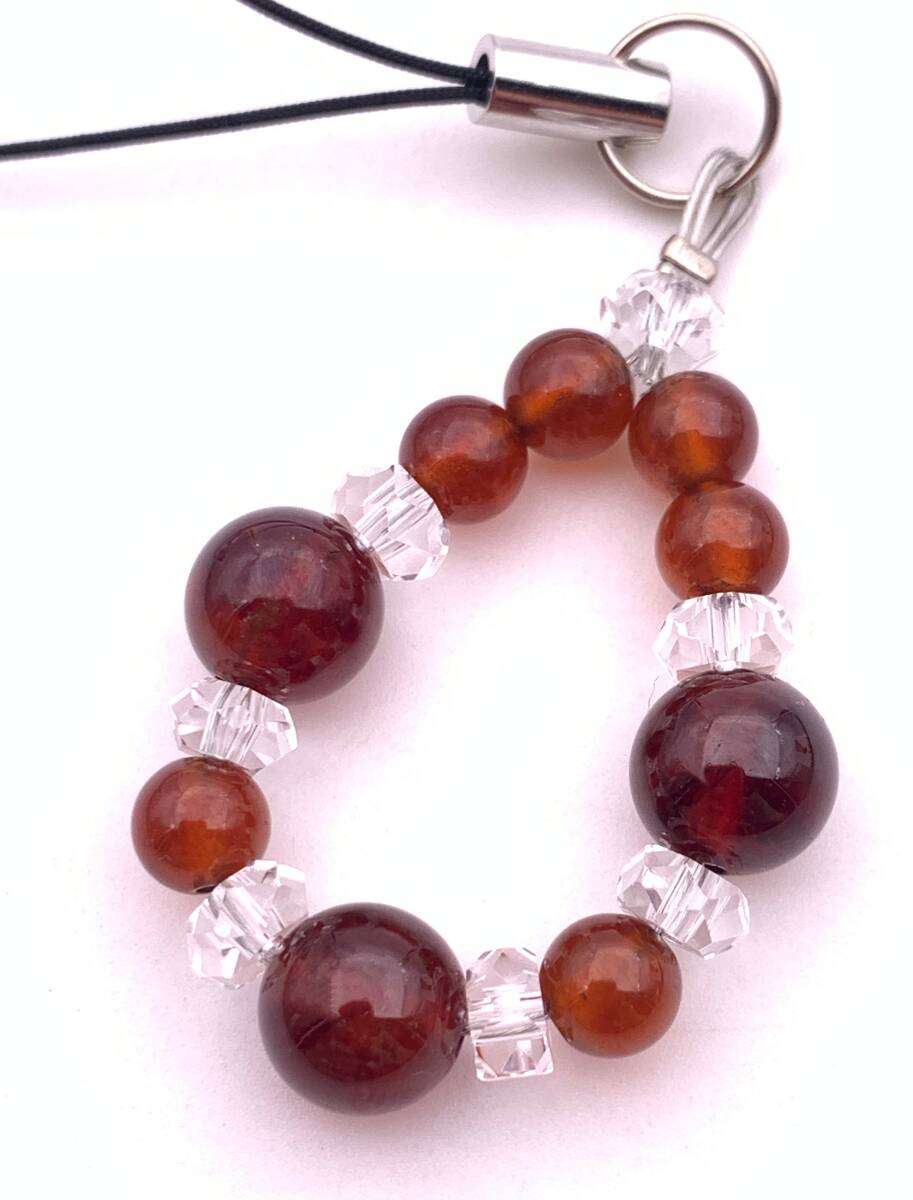 天然石ヘソナイト(オレンジガーネット)AAAのストラップ-1拍卖