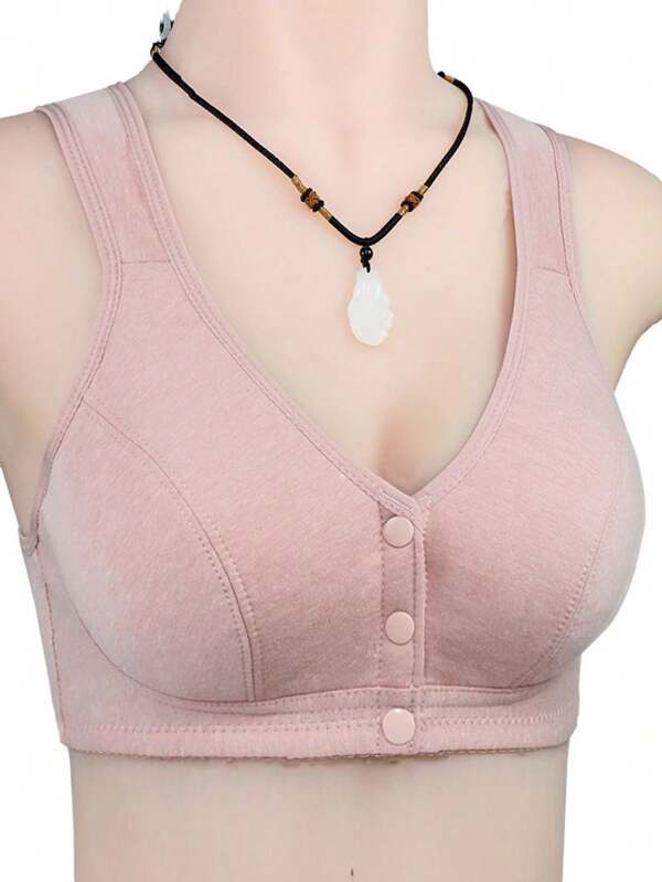 インティメート ブラジャー 前開き ワイヤレス シンプル&快適 ストレッチキャミソールブラ、ピンク拍卖