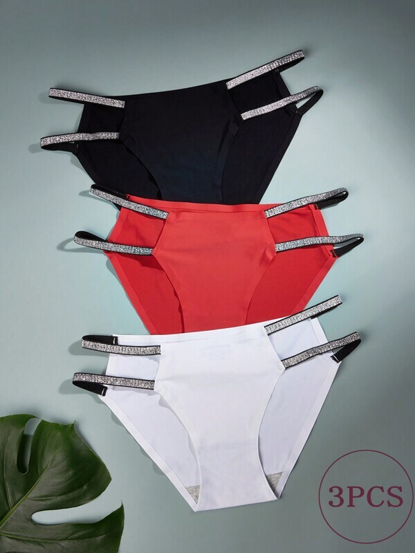 インティメート ショーツ 女性向け 三角 織りストラップ 低め セクシー ブリーフ下着 3個セット拍卖