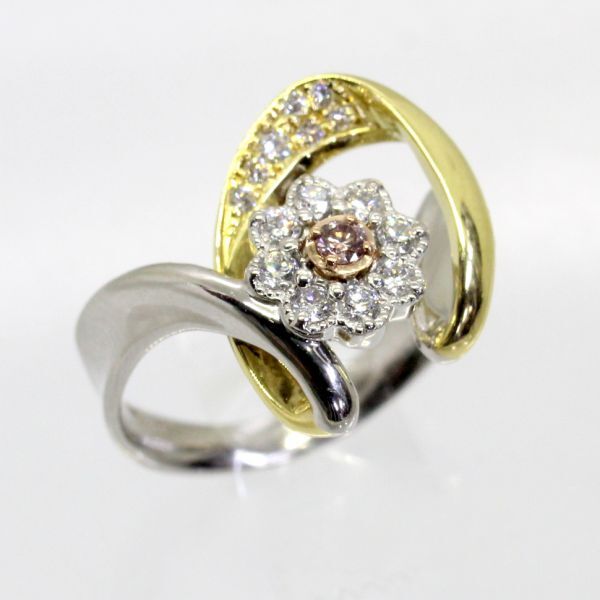◎中古美品◎プラチナ,18金 ピンクダイヤ 0.046ct ダイヤ 0.25ct リング 13号拍卖
