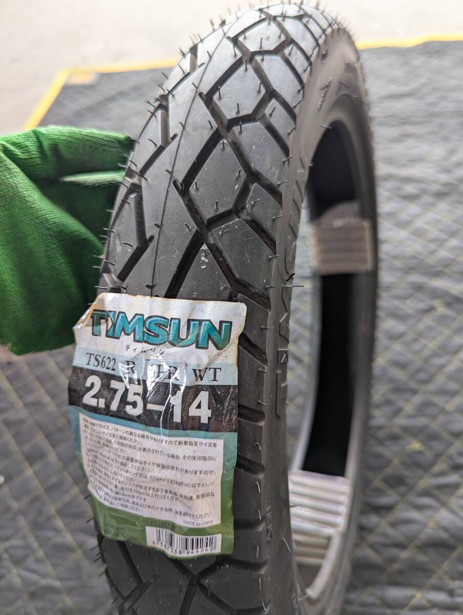 新品タイヤ! TIMSUN ティムソン TS622 2.75-14 41P TT フロント/リア TS-622 1本 14インチ バイク カブ メイト (NH倉庫:管理062)拍卖