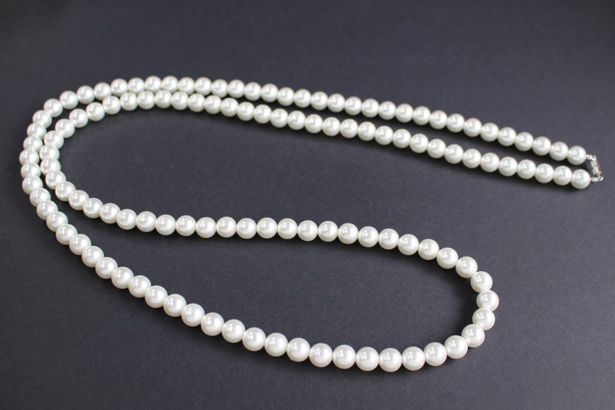 定形外郵便の送料込み:白パールネックレス:10㍉:約120㎝まで長さの変更可能拍卖