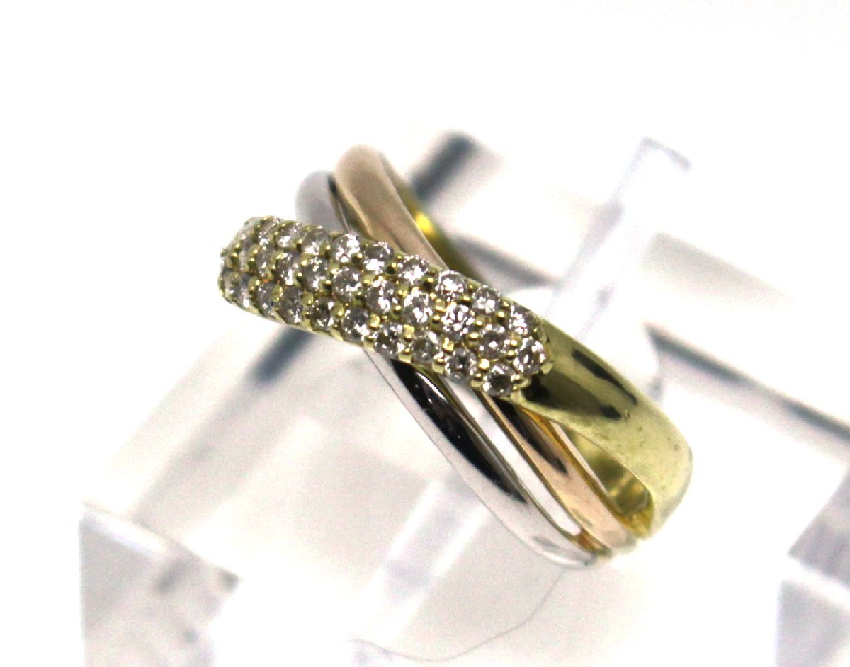 中古 美品 ダイヤモンド プラチナ イエロー ゴールド リング K18 Pt900 12号拍卖