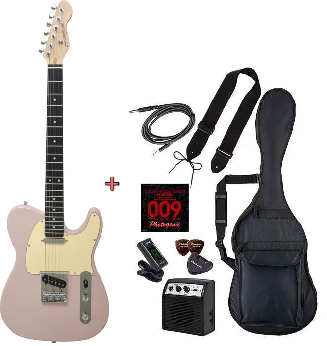 PhotoGenic エレキギター 初心者入門ライトセット テレキャスタータイプ TL-180/FSP(Faded Shell Pink)拍卖