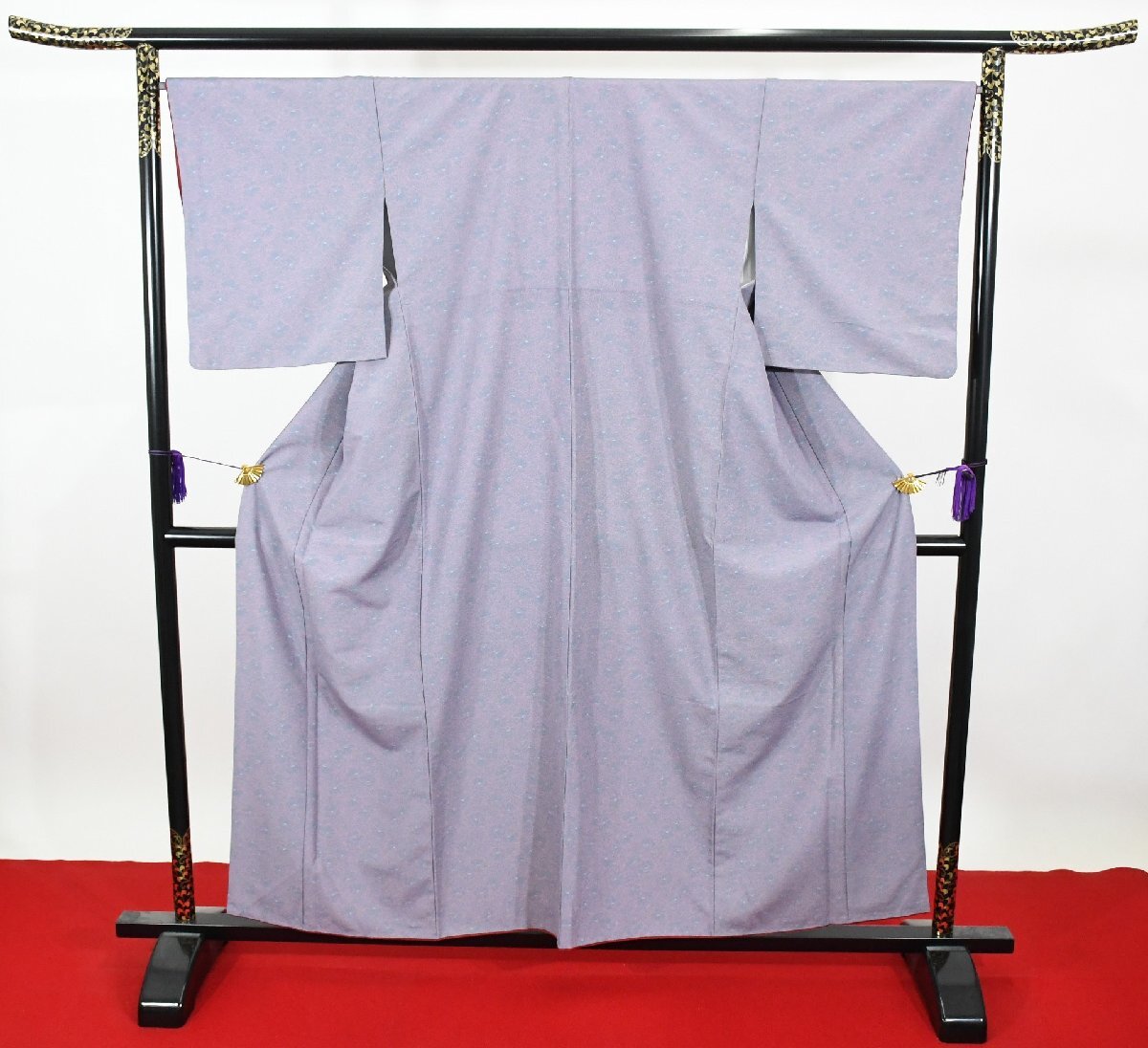 小紋 着物 袷 花 薄紫色 身丈150cm 裄丈67cm ★ kb-6810 桜庭呉服店拍卖