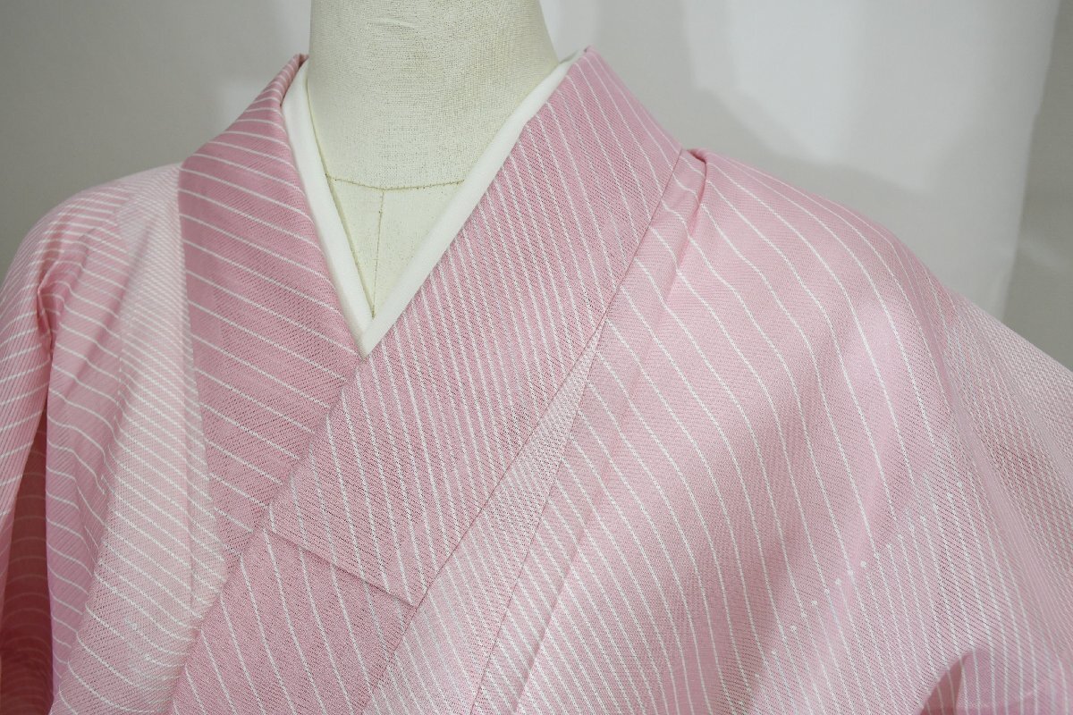 小紋 着物 薄物 絽 ピンク 夏着物 身丈155cm 裄丈66cm ★ kb-6712 桜庭呉服店拍卖