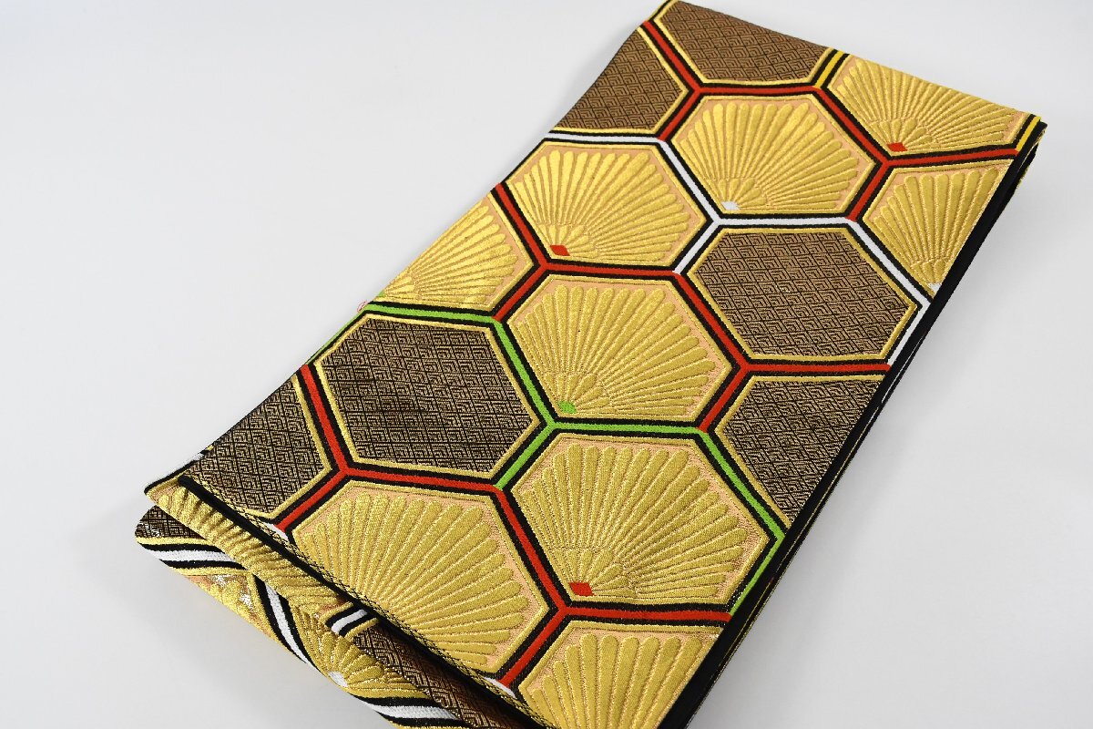 子供用 帯 七五三 亀甲 金糸 帯丈413cm ★着物屋 ne-14831 桜庭呉服店拍卖