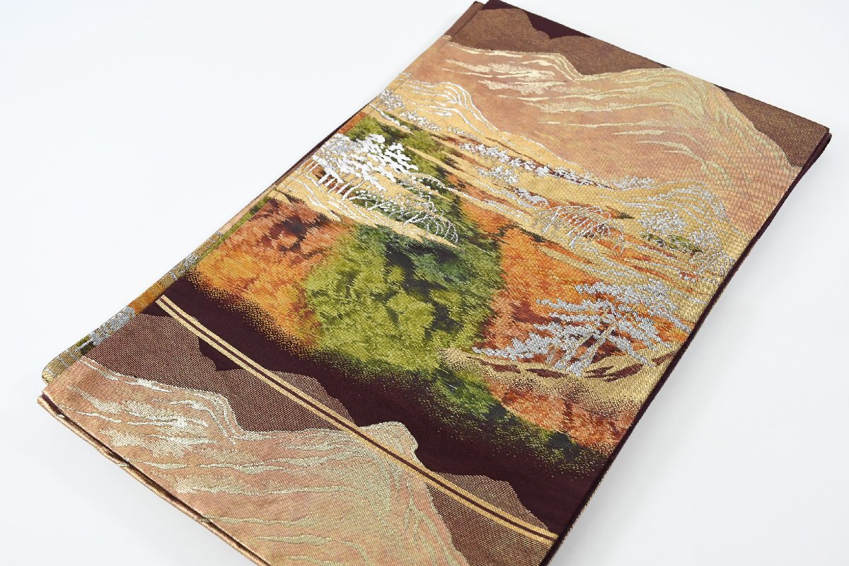 袋名古屋帯 六通柄 自然文様 森林 帯丈403cm ★着物屋 ne-14875 桜庭呉服店拍卖