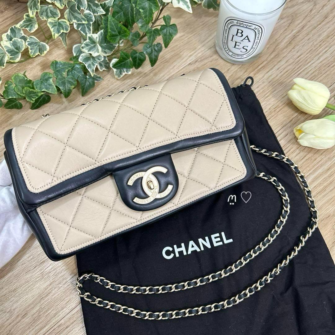 送料無料 CHANEL シャネル マトラッセチェーンショルダーバッグ バイカラー 斜めがけ拍卖