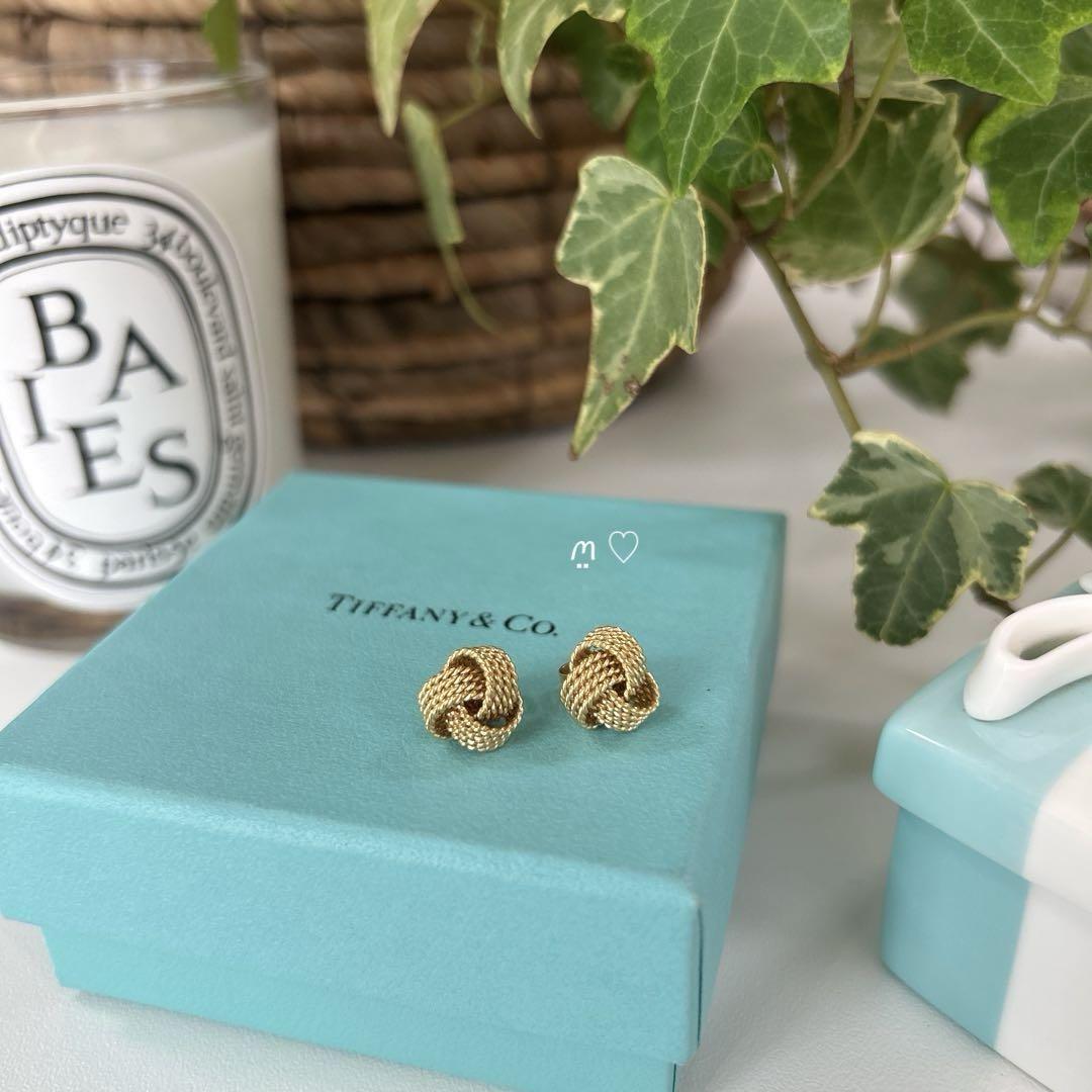 送料無料 ティファニー サマセットピアス ツイストノット メッシュボール k18ゴールド TIFFANY&Co.拍卖