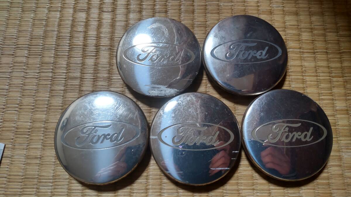 7★初代フォード Ford フォーカス純正ホイールセンターキャップ5個セット メッキ★品番:98AB1000AA拍卖