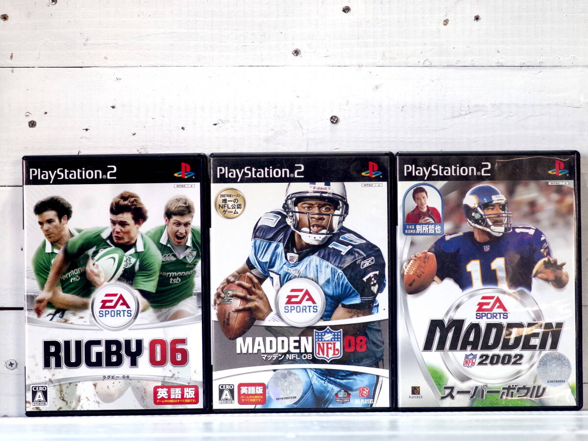 M12339【PS2】マッデンNHL0(小キズ) スーパーボウル2002(キズ多い) ラグビー06(盤面キレイ) EASPORTS 英語版 起動チェックOK! メール500g拍卖