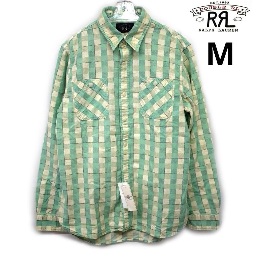 新品タグ付き USA正規 RRL ダブルアールエル ラルフローレン 長袖 コットン チェック シャツ (USサイズM) ヴィンテージ加工 /ka888拍卖