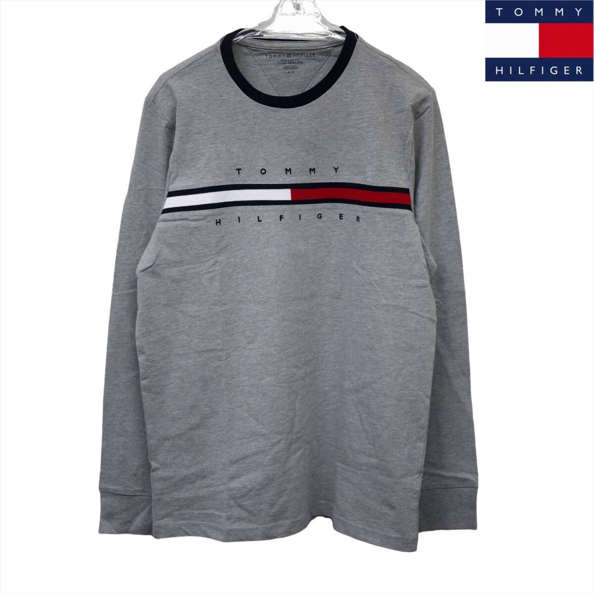 新品 トミーヒルフィガー 刺繍ロゴ 長袖Tシャツ (L) グレー ロンT カットソー TOMMY HILFIGER USAモデル /aa70拍卖