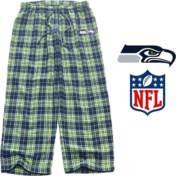 1点物◆シーホークスNFL柄パジャマパンツ紺緑イージーパンツ古着メンズL/XLレディースOKアメカジ90sストリート/スポーツ中古アメフト348720拍卖