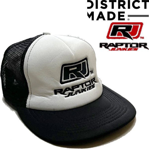 1点物◆スナップバック白ツートン黒メッシュキャップ帽子US古着メンズレディースOKアメカジ90sストリート中古ブランドRaptor Junkies348841拍卖