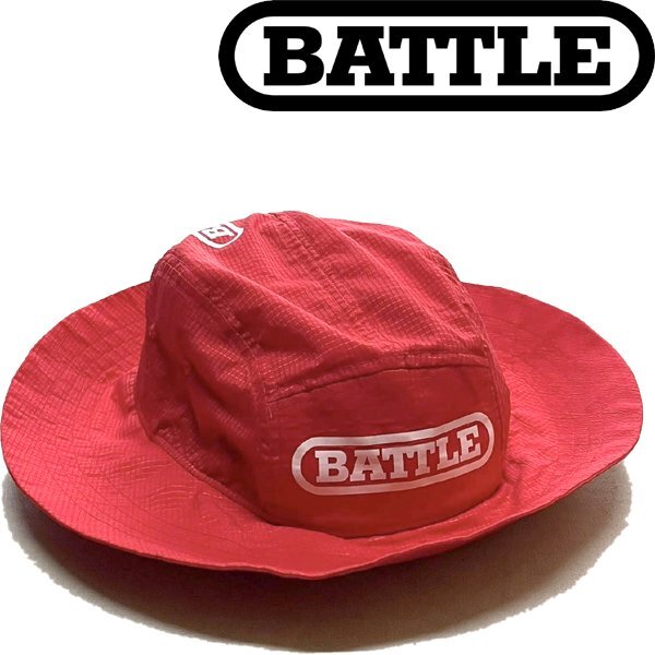 1点物◆BATTLEサファリハット赤アウトドアキャップ帽子USA古着メンズレディースOKアメカジ90sストリートUSAブランド中古348847拍卖